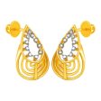 14KT (585) Yellow Gold & Diamond  Drop Shape Earrings Hot on Sale