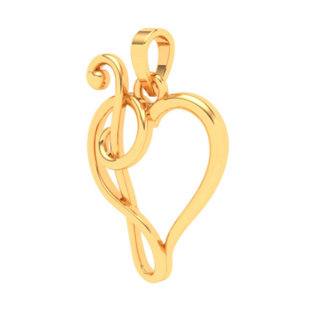 22KT Half-n-half Musical Note Love Gold Pendant From Online Exclusive Collection For Sale