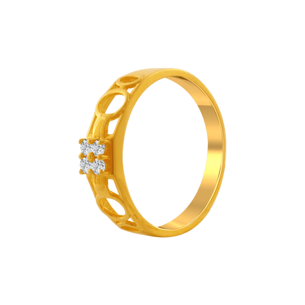 22KT Yellow Gold And American Diamond Ring For Men Hot on Sale