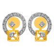 14KT (585) Yellow Gold & Diamond Circular Design Stud Earrings Sale