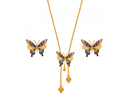 22k Dainty Butterfly Shaped Earrings With A Colourful Touch\ Cheap