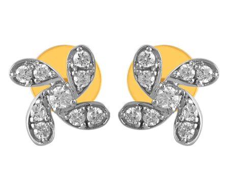 14KT (585) Yellow Gold & Diamond Floral Motifs Stud Earrings Sale