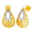 14KT (585) Yellow Gold & Diamond  Drop Shape Earrings Hot on Sale