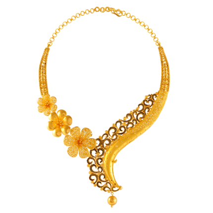 22k Gold Full Jewellery Set With Beautiful Curves And Floral Motifs For Cheap