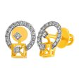 14KT (585) Yellow Gold & Diamond Circular Design Stud Earrings Sale