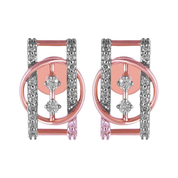 14KT (585) Rose Gold & Diamond Beautiful dainty Stud Earrings Fashion