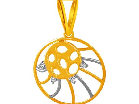 14k Circular Wheel-shaped Pendant With Turtle Shell Design on Sale