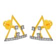 14KT (585) Yellow Gold & Diamond Triangle Shaped Stud Earrings Hot on Sale