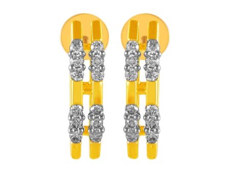 14KT (585) Yellow Gold & Diamond Minimal Stud Earrings Sale