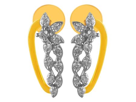 14KT (585) Yellow Gold & Diamond Beautiful Stud Earrings Online