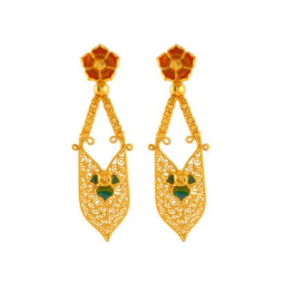 22k Jewellery Set With Green And Maroon Minakari Work Sale