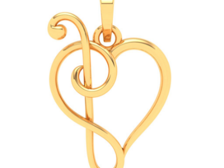 22KT Half-n-half Musical Note Love Gold Pendant From Online Exclusive Collection For Sale