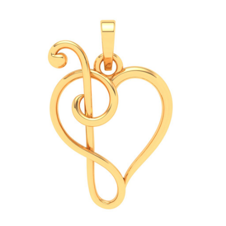 22KT Half-n-half Musical Note Love Gold Pendant From Online Exclusive Collection For Sale