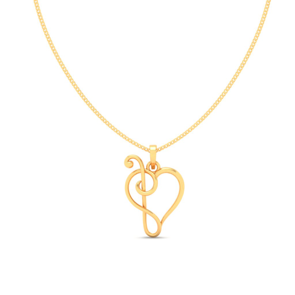 22KT Half-n-half Musical Note Love Gold Pendant From Online Exclusive Collection For Sale