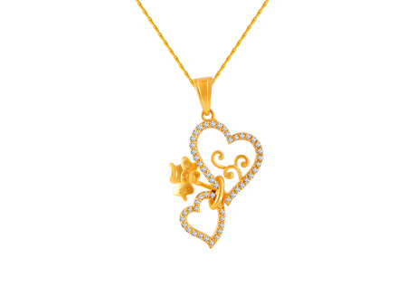 22KT (916) Yellow Gold And American Diamond Pendant For Women Online now