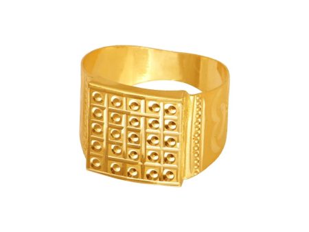 22KT (916) Yellow Gold Square Top Signet Gold Ring For Men (Size 16) on Sale