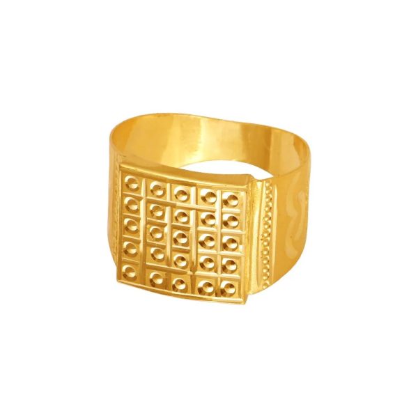 22KT (916) Yellow Gold Square Top Signet Gold Ring For Men (Size 16) on Sale