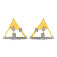 14KT (585) Yellow Gold & Diamond Triangle Shaped Stud Earrings Hot on Sale