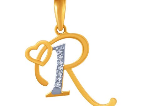 14k  r  Letter With Heart Gold Pendent Online Hot Sale