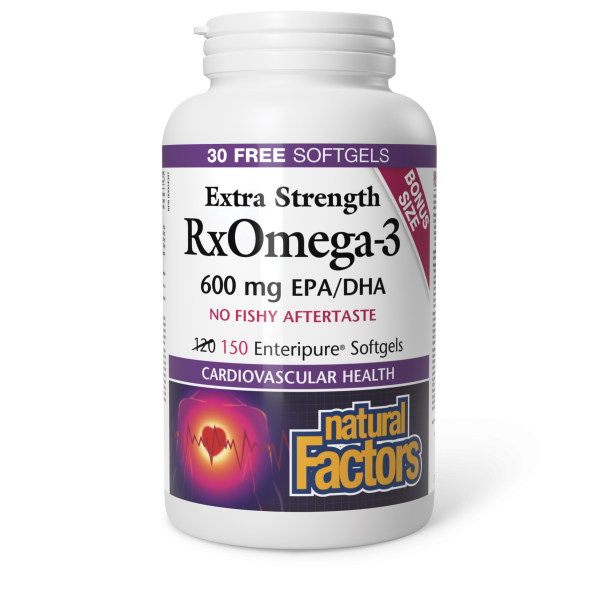 Natural Factors RxOmega-3  Extra Strength  600 mg  150 Enteripure® Softgels For Cheap