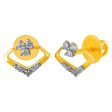 14KT (585) Yellow Gold & Diamond Unique Shaped Stud Earrings For Discount