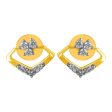 14KT (585) Yellow Gold & Diamond Unique Shaped Stud Earrings For Discount