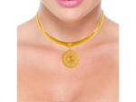 Uniquely Crafted 22k Gold Choker With A Round Pendant For Cheap