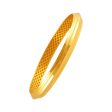 14KT (585) Yellow Gold Textured Finished Men’s Kada With Elegant Cut-out Design (Size 19) Hot on Sale