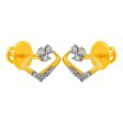 14KT (585) Yellow Gold & Diamond Unique Shaped Stud Earrings For Discount