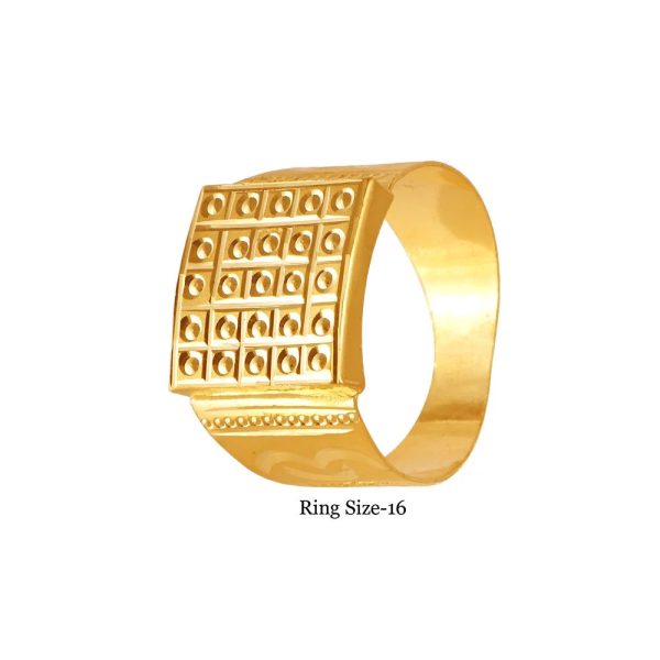 22KT (916) Yellow Gold Square Top Signet Gold Ring For Men (Size 16) on Sale