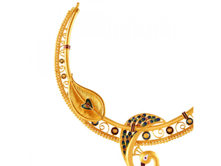 22k Contemporary Peacock Neckpiece on Sale