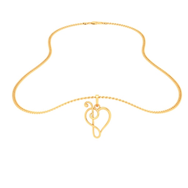 22KT Half-n-half Musical Note Love Gold Pendant From Online Exclusive Collection For Sale