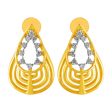 14KT (585) Yellow Gold & Diamond  Drop Shape Earrings Hot on Sale