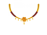 22k Flower Shaped Choker Necklace With A Dash Of Maroon Design. Fashion