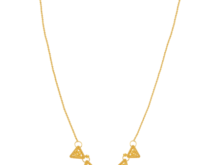 22k Gold Necklace Engraved With Triangular Floral Work on Sale