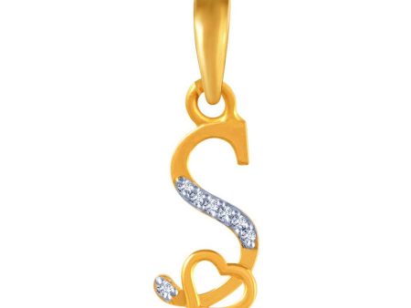 14k  Studded S Initial Heart Pendant Cheap