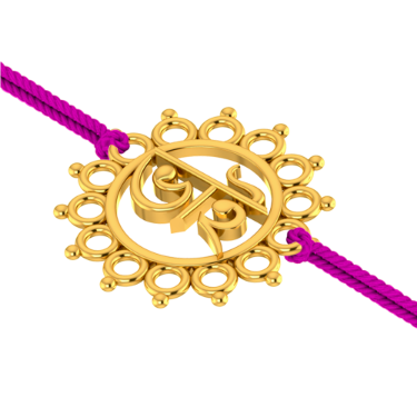 22k Gold Rakhi With Floral Design, Dark Pink Threads And  bhai  Written On It Online Hot Sale