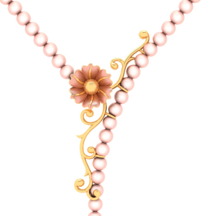 22k Floral Embossed Gold Necklace Design Sale