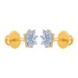 14k (585) Yellow Gold And Diamond Stud Earrings For Women Fashion