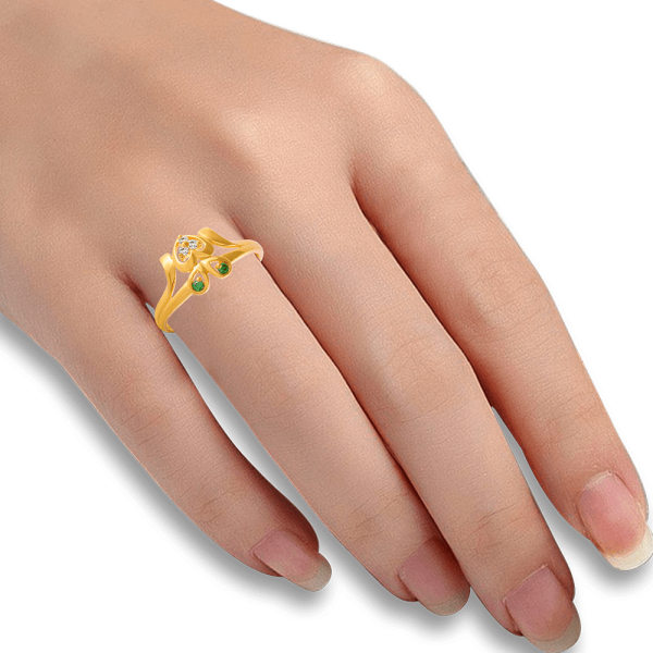 22KT Yellow Gold And American Diamond Ring For Women Online