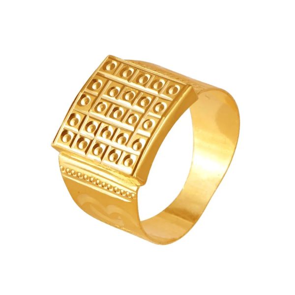 22KT (916) Yellow Gold Square Top Signet Gold Ring For Men (Size 16) on Sale