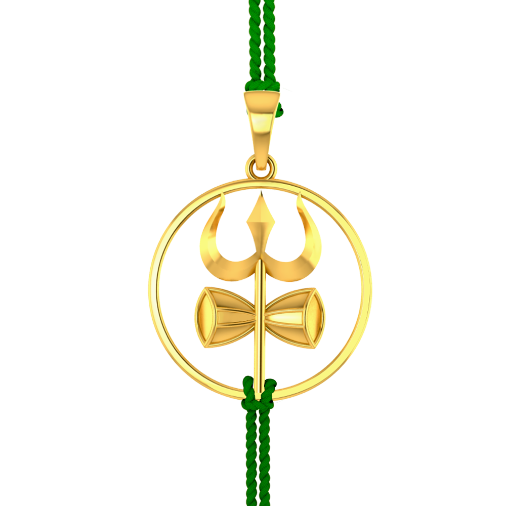 22k Beautiful Gold Rakhi Adorned With Trishul And Damru For Sale