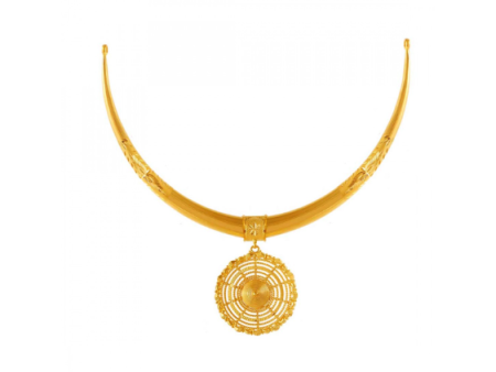 Uniquely Crafted 22k Gold Choker With A Round Pendant For Cheap