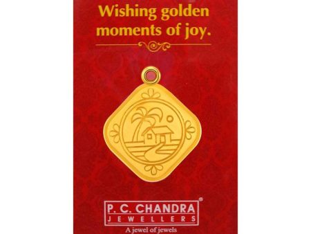 1 Gm 22k Gold Coin Pendant With Village Motif From Pc Chandra Fashion