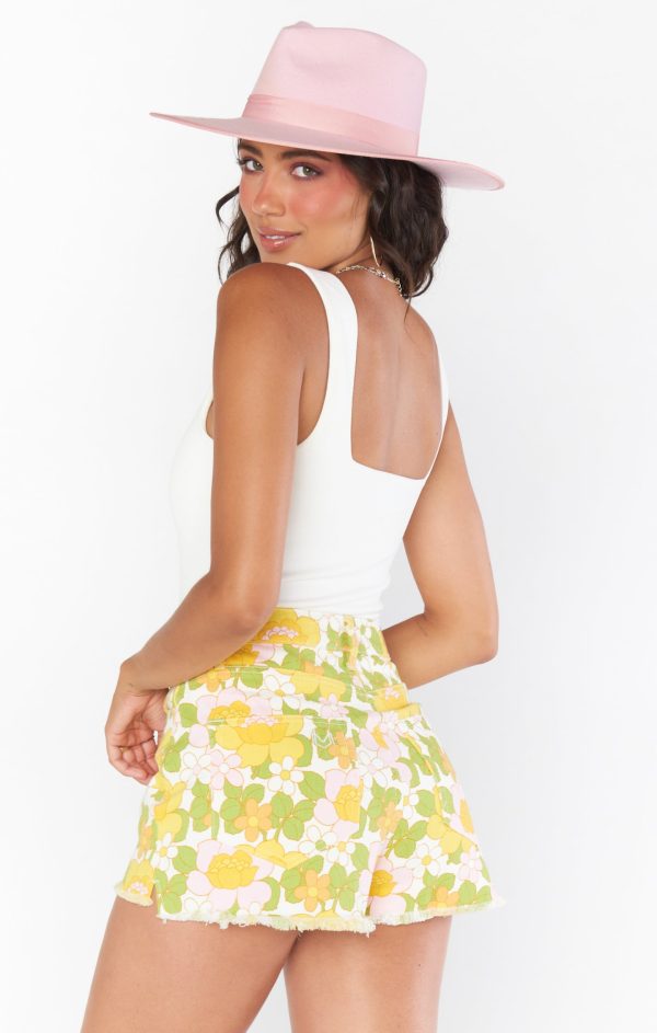 Arizona High Waisted Shorts ~ Fresh Floral Denim Online Hot Sale