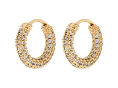 LUV AJ Pave Amalfi Huggie Earrings ~ 14K Gold Plated Sale