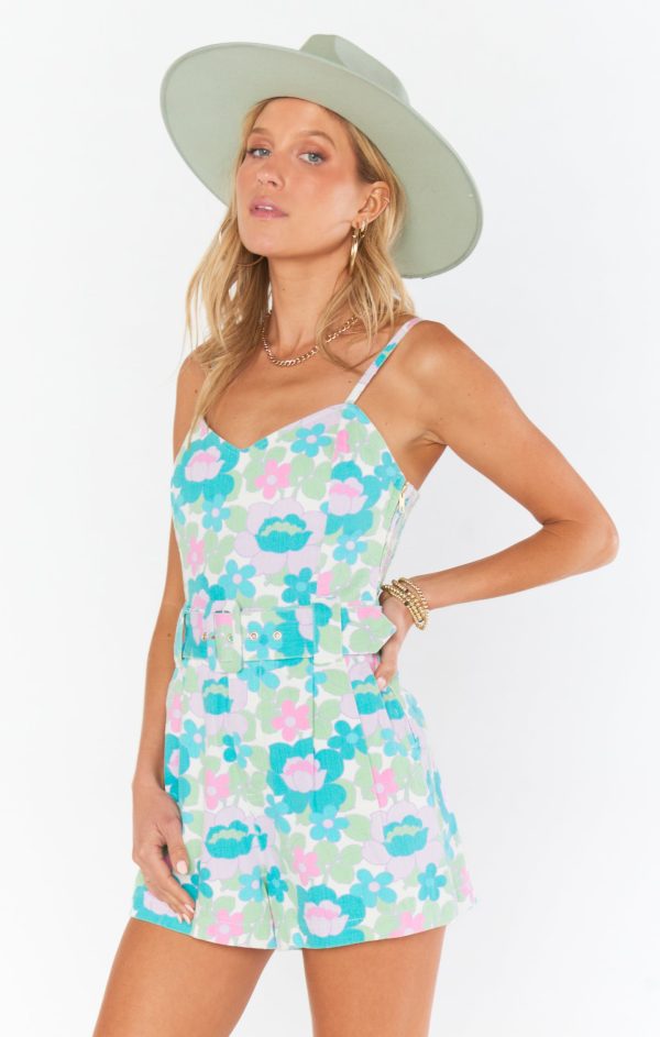 Sloane Romper ~ Blue Fresh Floral Discount