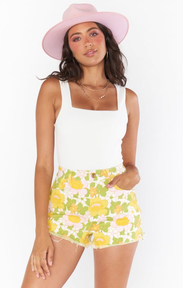 Arizona High Waisted Shorts ~ Fresh Floral Denim Online Hot Sale