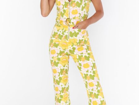 Jacksonville Cropped Jumpsuit ~ Fresh Floral Denim Online now